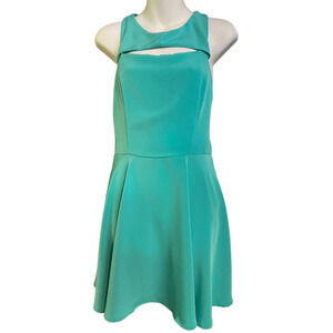 Lush Turquoise Racerback Dress Open Zipper Back Mini Summer Sundress Size Large